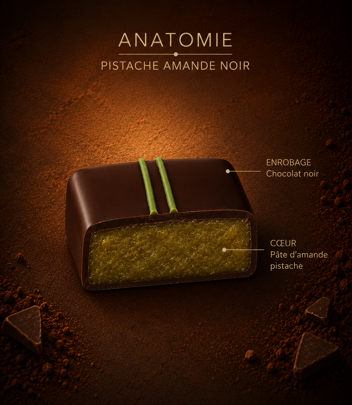 Pâte damande pistache noir