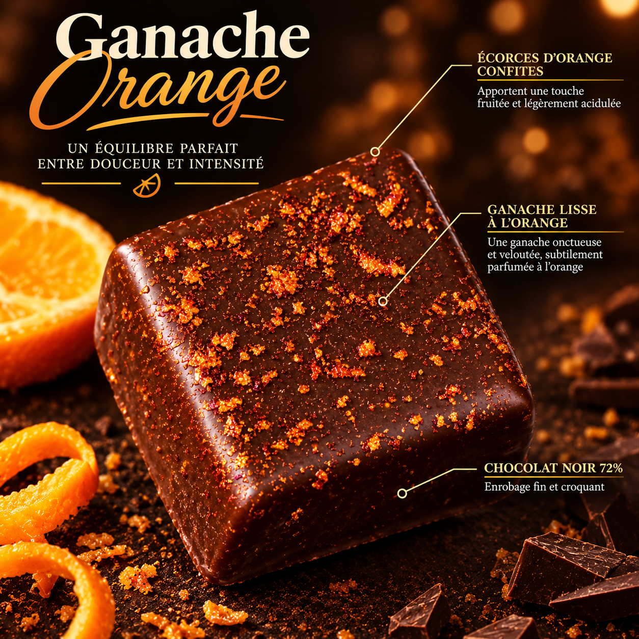 Palet ganache orange Noir ou Lait