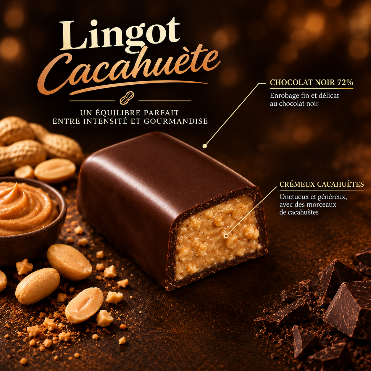 Praliné Cacahuette Noir ou Lait